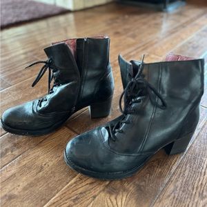 Dansko Womens Ames Utility Combat Boots Black Leather Block Heel 10.5-11 EUR 41